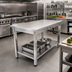 Thumbnail image #2 for John Boos Ergonomic Hydraulic Lift Stainless Steel Work Table with Undershelf, 72 x 30 Inch