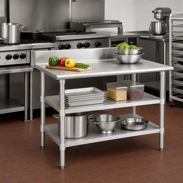 Product image #2 for Eagle Group Adjustable Galvanized Work Table Undershelf, 72 x 24 Inches