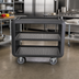 Thumbnail image #3 for Cambro Service Cart Pro Large Open-Sides 3-Shelf Bus Cart, 600 lb. Capacity, Charcoal Gray