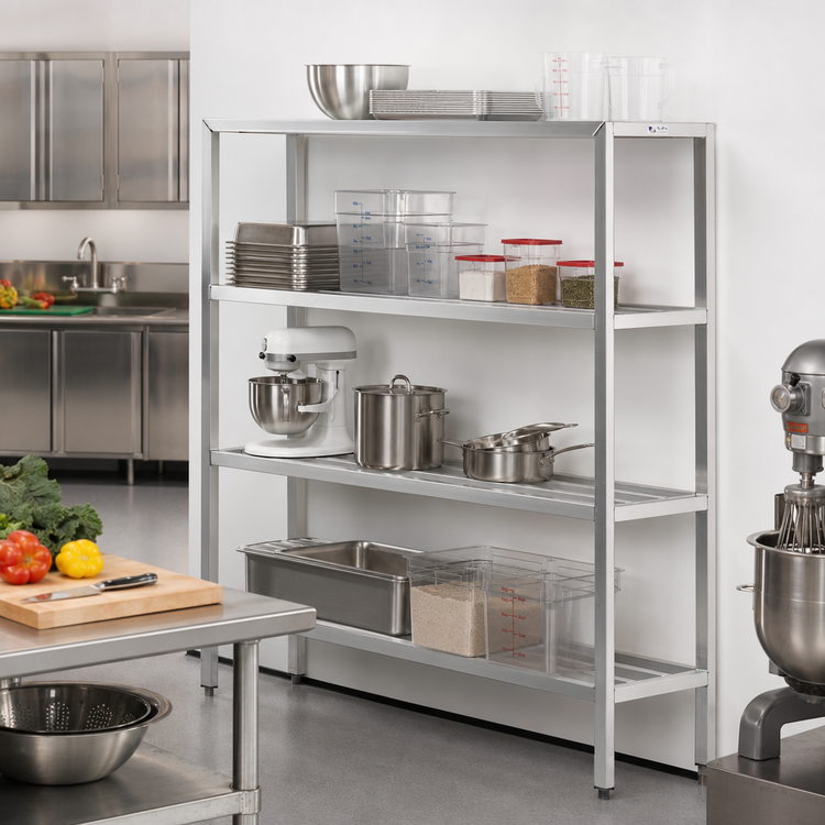 Product image #2 for New Age H.D. Series 4-Tier Heavy-Duty All-Welded Aluminum Shelving Unit, 72W x 20D x 72H