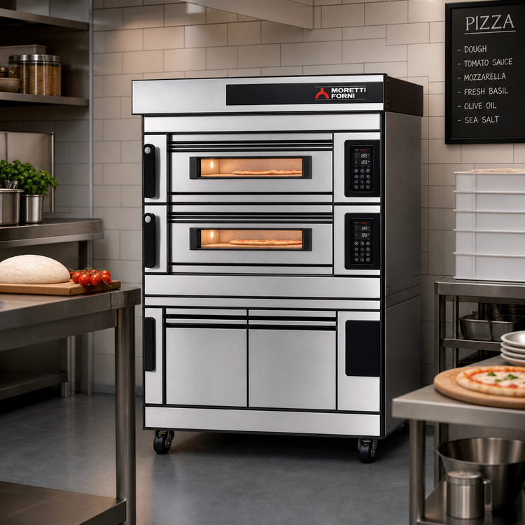 Product image #2 for Moretti Forni S120E 2-Deck Electric Pizza Deck Oven with Proofer and Refractory Stone Deck