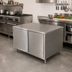Thumbnail image #2 for BK Resources CST-2424HL 24 x 24-Inch Stainless Steel Chef Table with Cabinet Base, Hinged Doors and Lock, 14-Gauge Top
