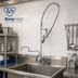 Thumbnail image #2 for T&S Brass EasyInstall 8-Inch Wall Mount Pre-Rinse Unit with Add-On Faucet, 18-Inch Double Joint Swing Nozzle, and 0.65 GPM Spray Valve