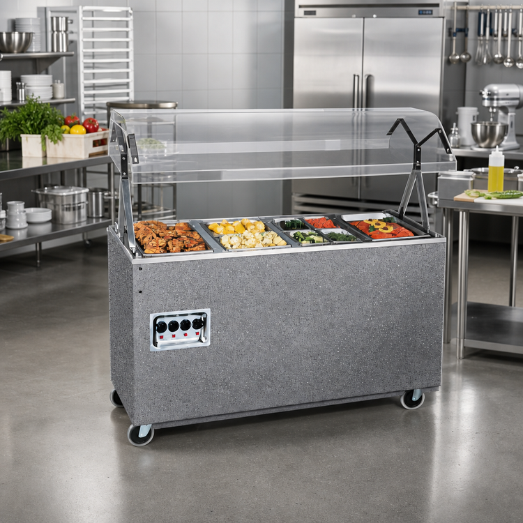 Product image #2 for Vollrath 2-Series Affordable Portable 3-Well Mobile Hot Food Station, 120V, Granite Finish