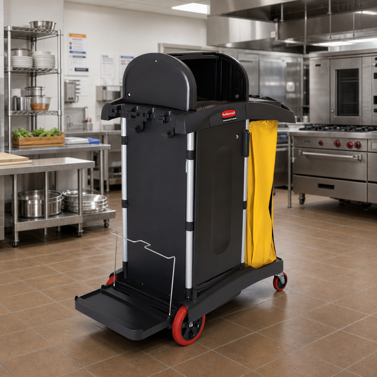 Product image #2 for Rubbermaid Commercial Hygen High Security Housekeeping Cart with Locking Cabinet and Security Hood