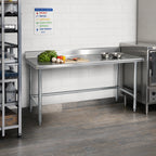 Thumbnail image #2 for Eagle Group Spec-Master T2460STEM-BS Stainless Steel Work Table, 60 x 24 Inches, 4-1/2-Inch Backsplash, 14-Gauge 300 Series Top
