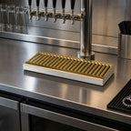 Thumbnail image #2 for Micro Matic USA DP-120SSPVD Surface-Mount Drip Tray Trough, 12" W x 5" D, Stainless Steel, Louvered PVD Brass Screen, No Drain