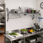 Thumbnail image #2 for Quantum WC14-CB2160GY Single-Shelf Wall-Mount Cantilever Wire Shelf, 60 x 21 Inches, Gray Epoxy Antimicrobial Finish, NSF