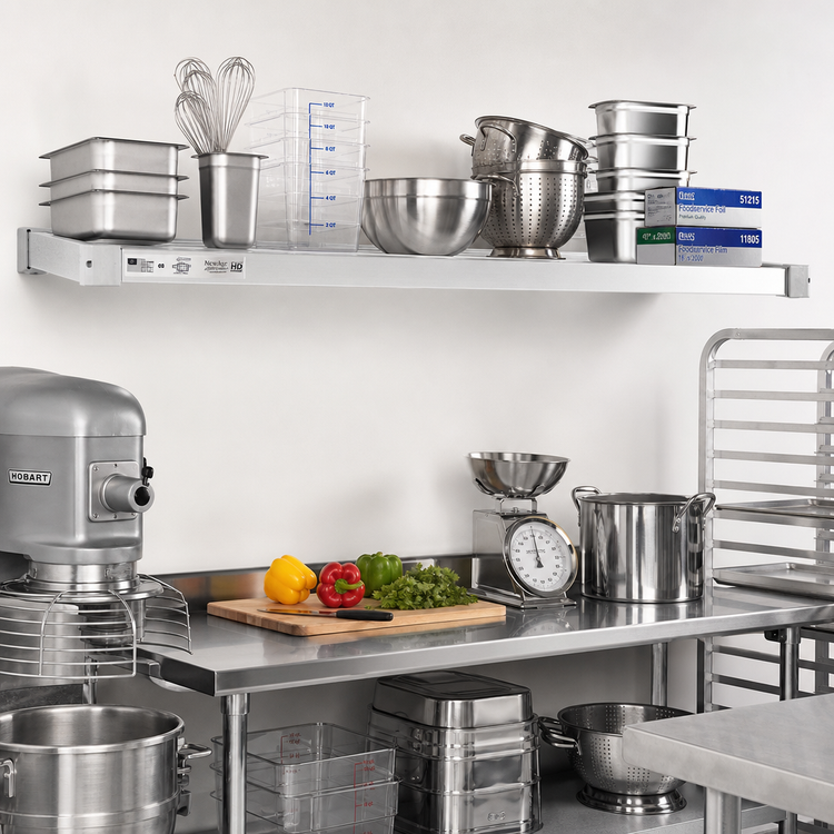 Product image #3 for New Age Adjust-A-Shelf H.D. Series 72 Inch x 20 Inch Wall-Mounted Aluminum Shelf