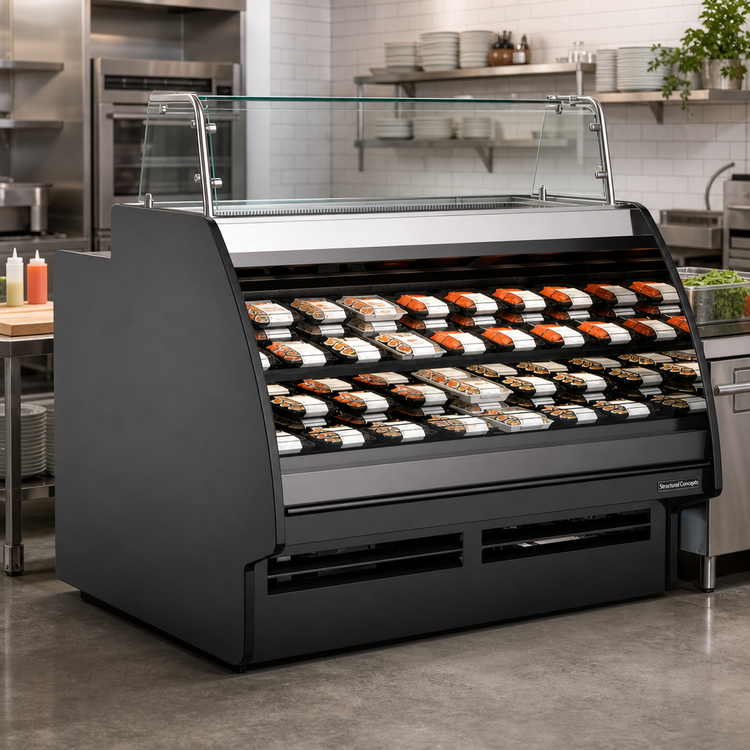 Product image #2 for Structural Concepts Fusion Remote Refrigerated Combination Prep Case with Rear Storage, 75-3/8 Inch Wide