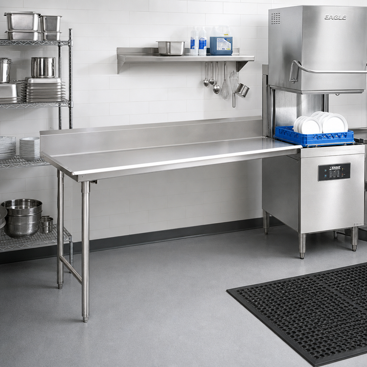 Product image #2 for Eagle Group Straight Clean Dishtable, 84W x 30D, Left-to-Right, 16-Gauge 304 Stainless Steel Top