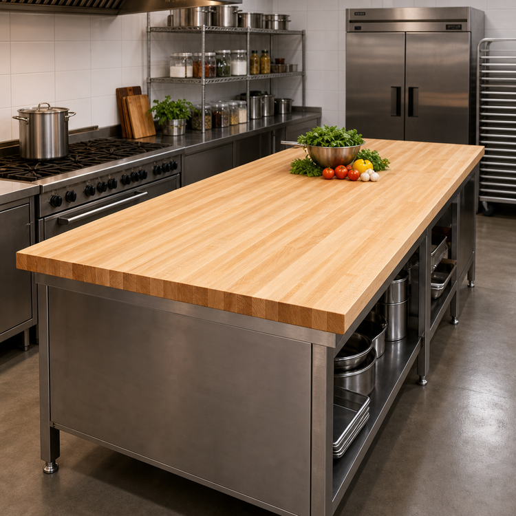 Product image #2 for Boos Block Northern Hard Rock Maple Kitchen Countertop, 144 x 30 x 1-1/2 Inches, Edge-Grain, Varnique Finish