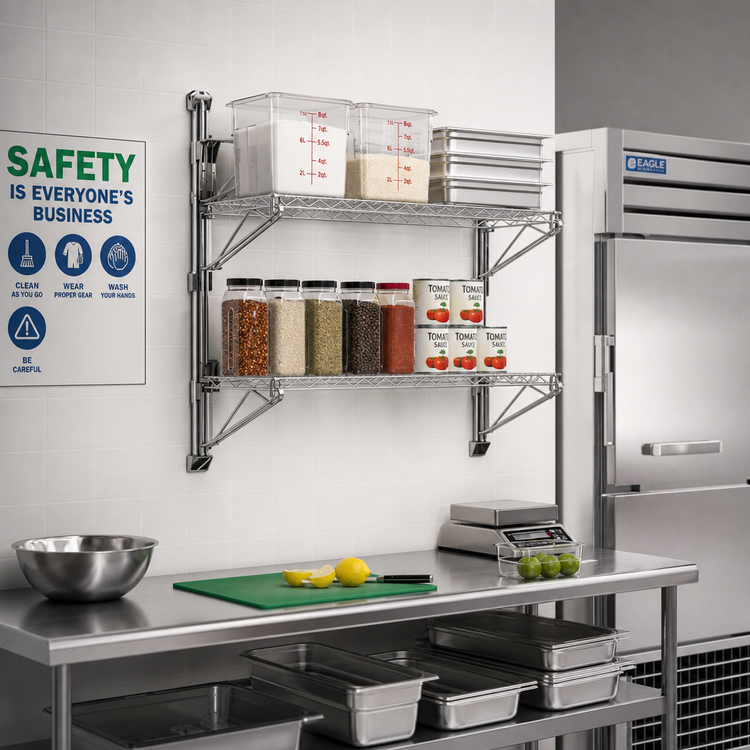 Product image #2 for Eagle Group Adjustable Post Wire Wall Mount Prepackaged Mid Unit for 24-Inch Shelves, Chrome, 33-Inch Post