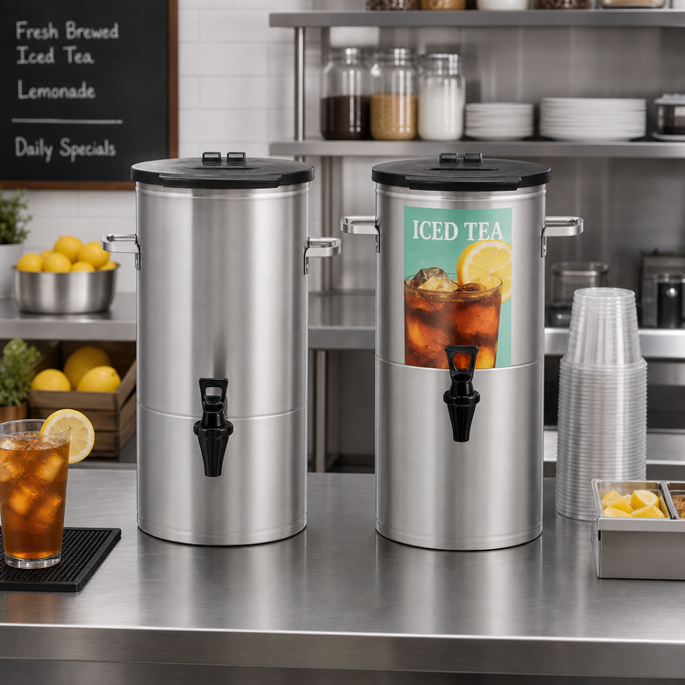 Product image #2 for Bloomfield 8802-5G 5-Gallon Round Stainless Steel Iced Tea Dispenser with 7-Inch Cup Clearance