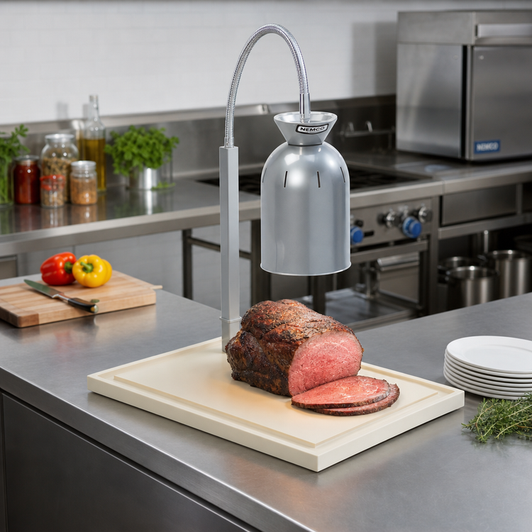 Product image #2 for Nemco Countertop Adjustable Single-Bulb Carving Station with Flex-Mount Heat Lamp and HDPE Cutting Board
