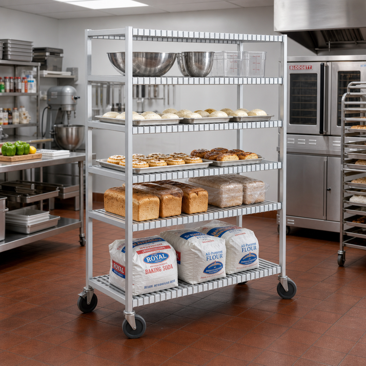Product image #2 for Channel Manufacturing 6-Shelf Mobile Cooling Aluminum Shelving Cart with 5-Inch Swivel Casters, 47.5 x 25 x 70.5 Inches