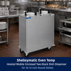 Thumbnail image #2 for Delfield Shelleymatic CAB2-1200ET Heated Mobile Two-Stack Dish Dispenser, Enclosed Stainless Steel, Self-Elevating, 10-12 Inch Round Dishes