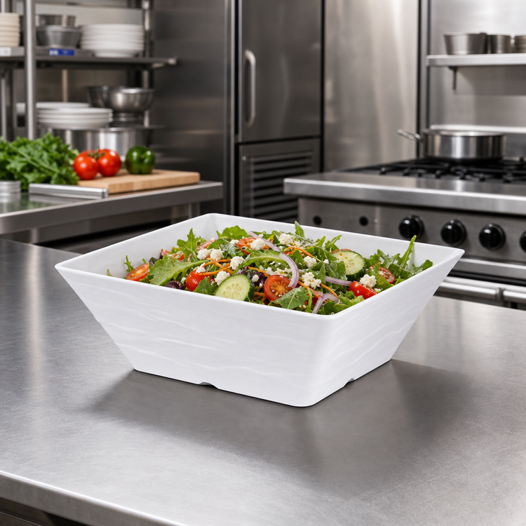 Product image #2 for American Metalcraft 58 oz. Square Melamine Serving Bowl, Faux Slate White