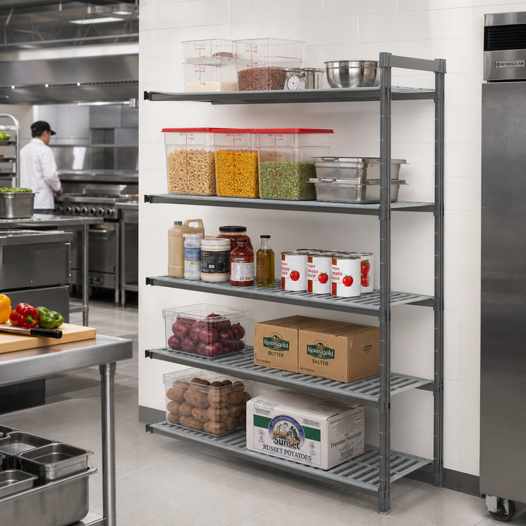 Product image #2 for Cambro Camshelving Basics Plus 5-Tier Vented Add-On Shelving Unit, 21 x 54 x 64 Inches, Brushed Graphite