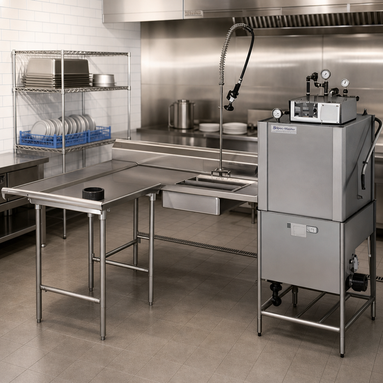 Product image #2 for Eagle Group Spec-Master SDTLR-96-14/3 Island Soiled Dishtable with Pre-Rinse Sink