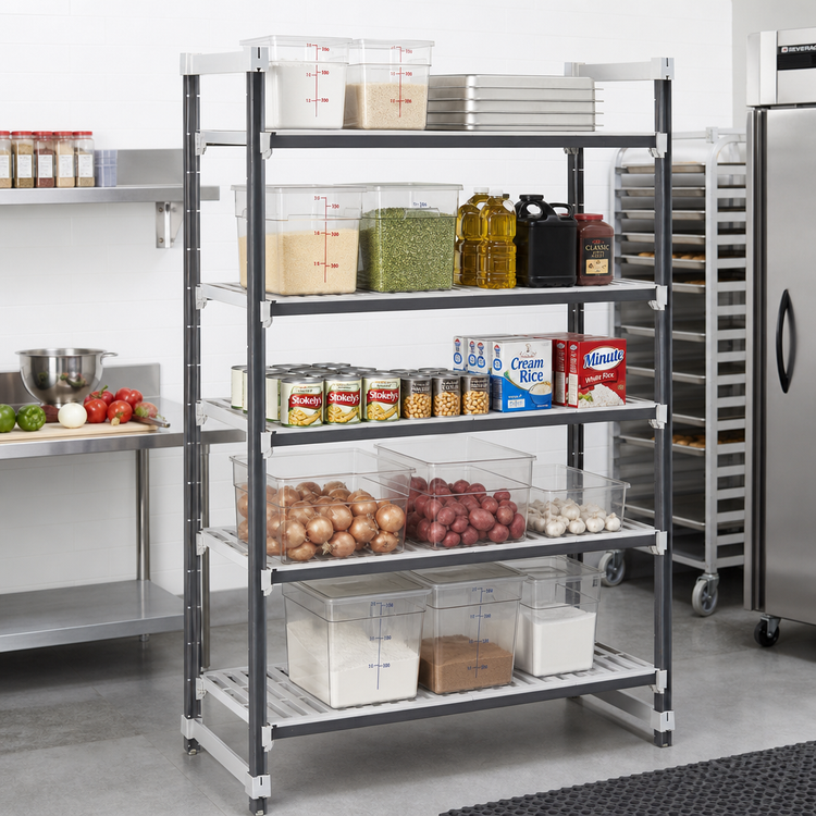 Product image #2 for Cambro Camshelving Elements XTRA 21 x 54 x 84 Inch 5-Tier Vented Stationary Starter Shelving Unit