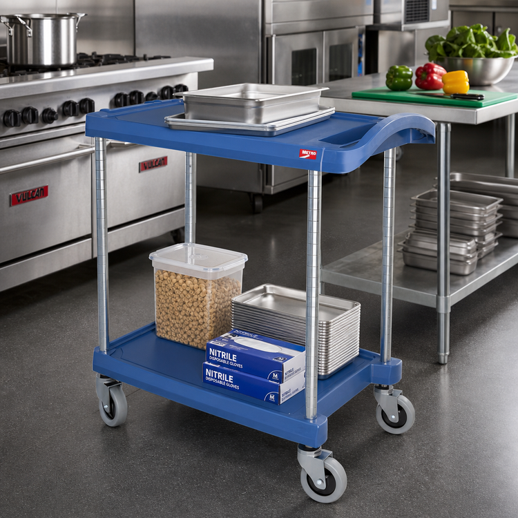 Product image #2 for Metro myCart Series 2-Shelf Polymer Utility Cart with Microban, Blue, 18-5/16 x 31-1/2 x 35-1/2 Inches