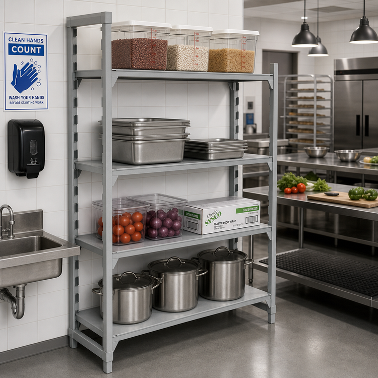 Product image #3 for Cambro Camshelving Premium 4-Shelf Solid Stationary Add-On Shelving Unit, 21 x 36 x 84 Inches, Speckled Gray