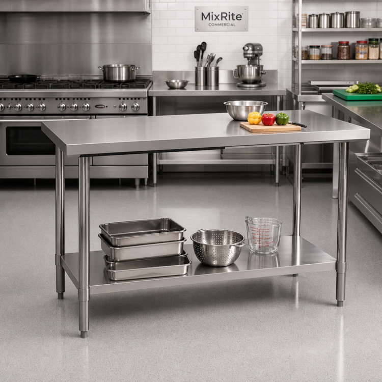 Product image #2 for MixRite 72 Inch x 36 Inch Stainless Steel Work Table with Adjustable Undershelf