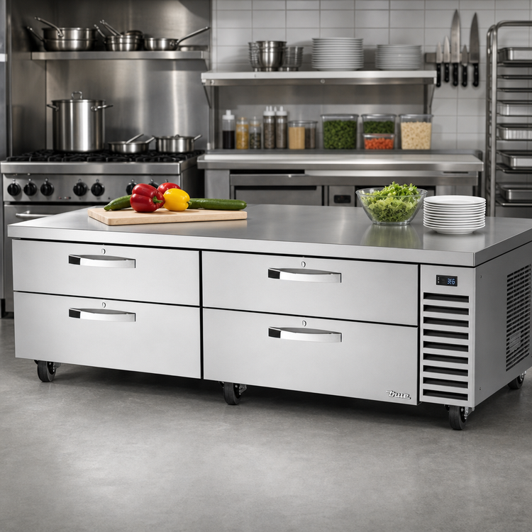 Product image #2 for True 95-1/2-Inch Refrigerated Chef Base with 4 Locking Drawers