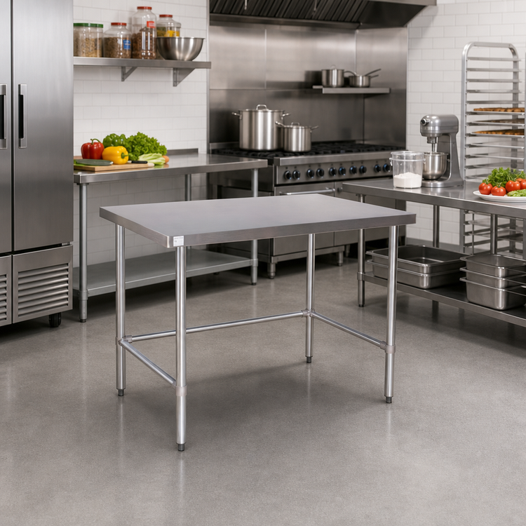 Product image #2 for Klinger's Trading NSG2448 Heavy-Duty Stainless Steel Work Table, 48 x 24 Inches, Flat Top, Open Base