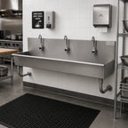 Thumbnail image #2 for Advance Tabco 19-18-72EFADA 72-Inch 3-Station Wall-Mounted Hand Wash Sink, ADA 5-Inch Bowl, 3 Electronic Faucets, 16-Gauge 304 Stainless Steel