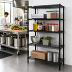 Thumbnail image #2 for Quantum WR74-3042BK Stationary Wire Shelving Starter Kit, 42W x 30D x 74H, 4 Shelves, Black Epoxy Finish