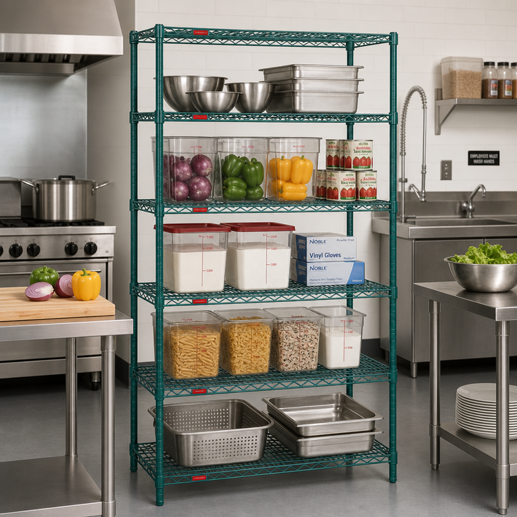 Product image #2 for Eagle Group Valu-Gard 5-Tier Wire Shelving Starter Unit, 24 x 21 x 86 Inches, Green Epoxy Finish