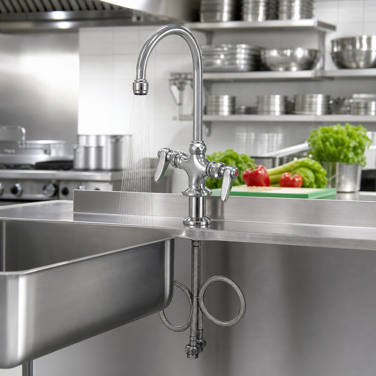 Product image #2 for Single-Hole Deck Mount Manual Mixing Faucet with 5 3/4-Inch Swivel/Rigid Gooseneck and 0.5 GPM Spray Device