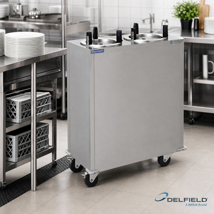 Product image #2 for Delfield Shelleymatic CAB2-650ET Even Temp Heated Mobile Enclosed Two-Stack Dish Dispenser