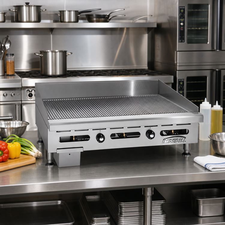 Product image #2 for Imperial IGG-36 36-Inch Grooved Countertop Gas Griddle with Thermostatic Controls