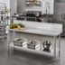 Thumbnail image #2 for Advance Tabco 108-Inch x 30-Inch 14-Gauge 304 Stainless Steel Work Table with 10-Inch Backsplash and Undershelf