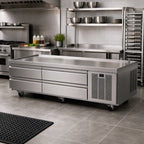 Thumbnail image #2 for Delfield Low Profile F2975CP Refrigerated Equipment Stand, 4 Drawers, 75-1/4 in Wide, Stainless Steel Top