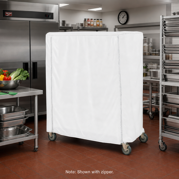 Product image #2 for Metro Queen Mary & Banquet Cart Cover, 48 x 18 x 54 Inch, White Uncoated Knitted Polyester with Velcro Fastener