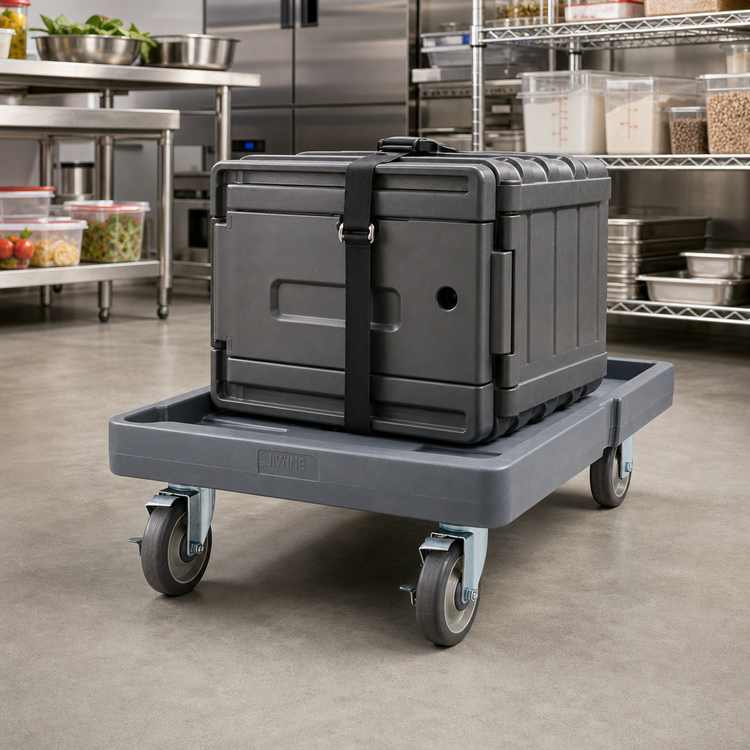 Product image #2 for Food Carrier Platform Dolly with Cargo Strap, Gray