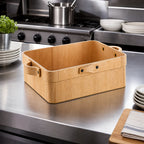 Thumbnail image #2 for American Metalcraft PWRB10 Rectangular Poplar Wood Serving Basket with Handles, 8-1/2 x 5-3/4 x 2-3/4 Inches Case of 48