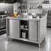 Thumbnail image #2 for Klinger's Trading 60 Inch x 24 Inch Stainless Steel Enclosed Work Table with Sliding Doors and Middle Shelf