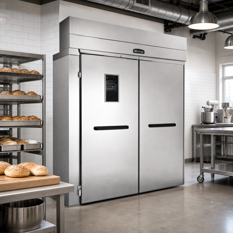 Product image #2 for Baxter RPW2E Double-Wide Roll-In Retarder/Proofer Cabinet, 80.5-Inch Depth, Stainless Steel, Open Floor, Remote R448A Refrigeration