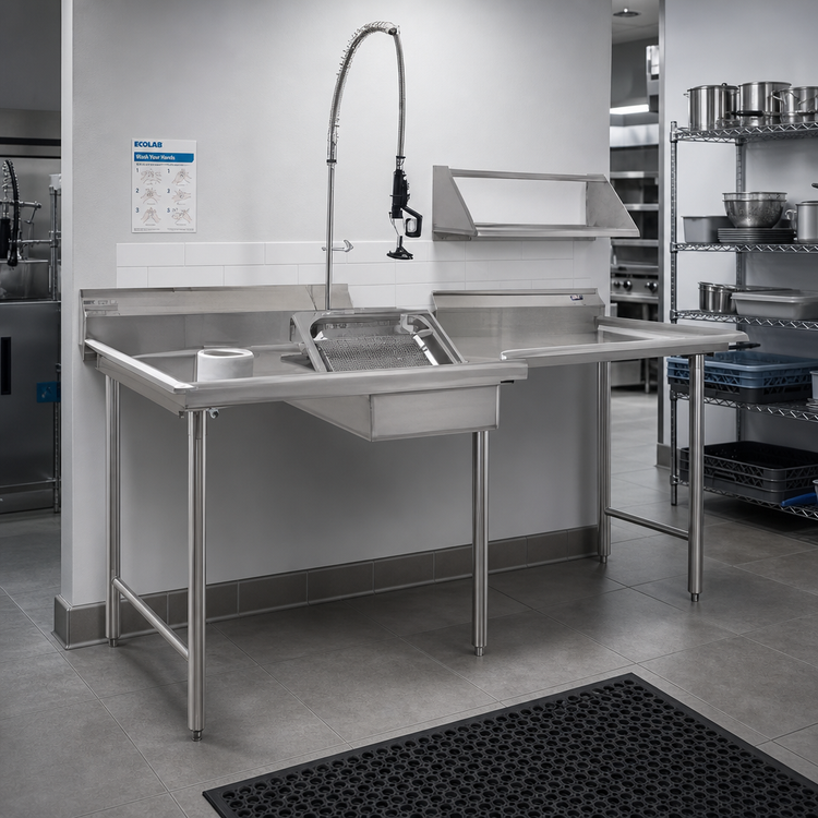 Product image #2 for Eagle Group Straight Left-to-Right Dishtable Package with Pre-Rinse Sink, 48 x 30 Inches