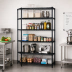 Thumbnail image #2 for Quantum WR86-1460BK-5 5-Shelf Stationary Wire Shelving Starter Kit, 60"W x 14"D x 86"H, Black Epoxy