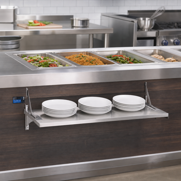 Product image #2 for Vollrath 2-Series Affordable Portable 24-Inch Stainless Steel Fold-Down Plate Rest with Mounting Kit