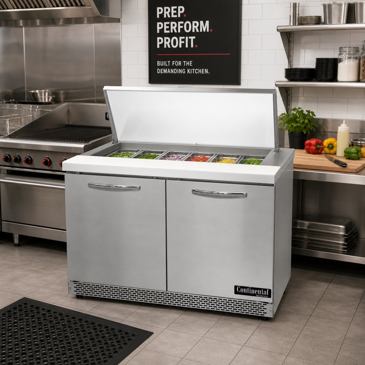 Product image #2 for Continental Refrigerator D48N18M-FB Designer Line 48" Front Breathing Mighty Top Two-Section Sandwich Prep Refrigerator