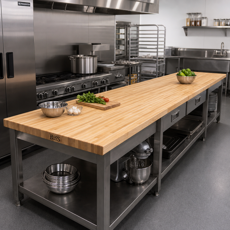 Product image #2 for John Boos Boos Block Northern Hard Rock Maple Blended Edge Grain Kitchen Countertop, 120 x 32 x 1-1/2 Inch, Oil Finish