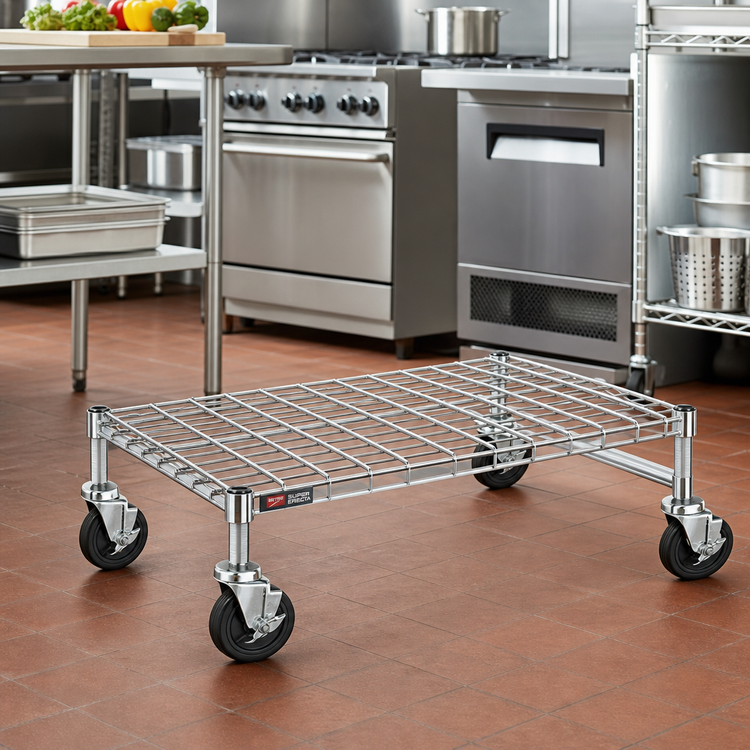 Product image #2 for Metro Super Erecta Mobile Chrome Wire Dunnage Rack, 24 x 36 Inches, 800 lb Capacity