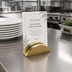Thumbnail image #3 for American Metalcraft Gold Half-Moon Cast Aluminum Tabletop Menu Card Holder